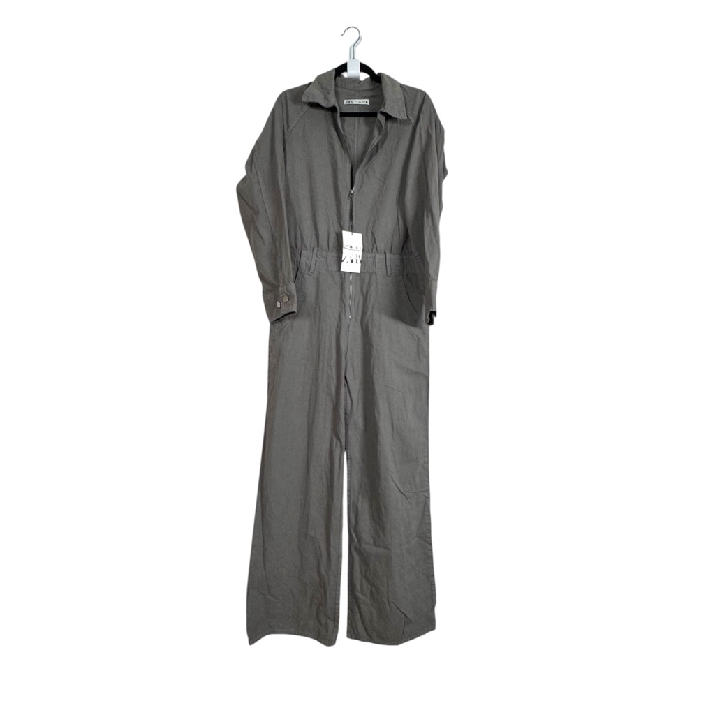 Zara Jumpsuit Long Sleeve Coverall Boilersuit Straight Leg New